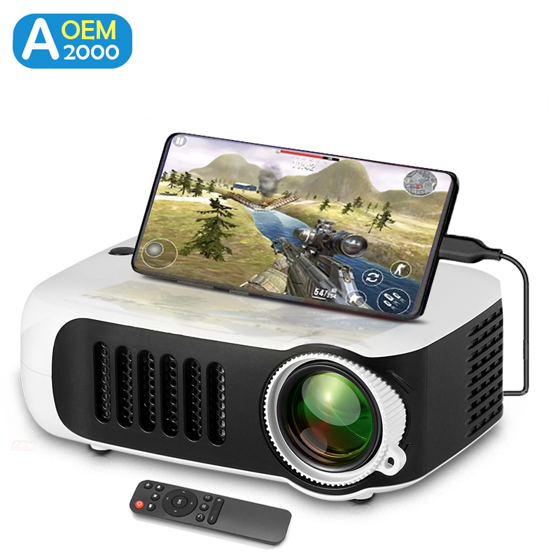 Home Cinema Mini - A2000ミニプロジェクター ポータブルホームシアター 3D LEDビデオプロジェクター 4K 1080P