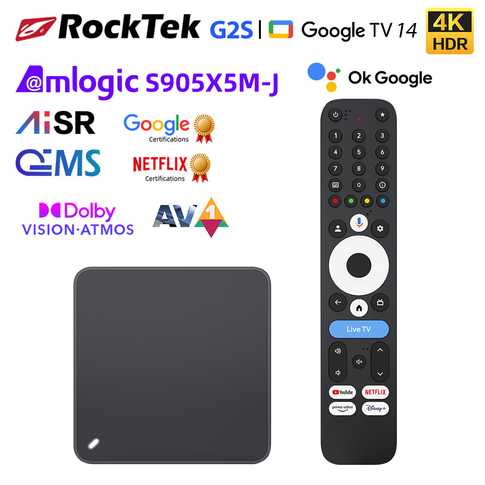 Home Cinema Dolby Atmos - RockTek G2S UHD Google TVボックス Netflix