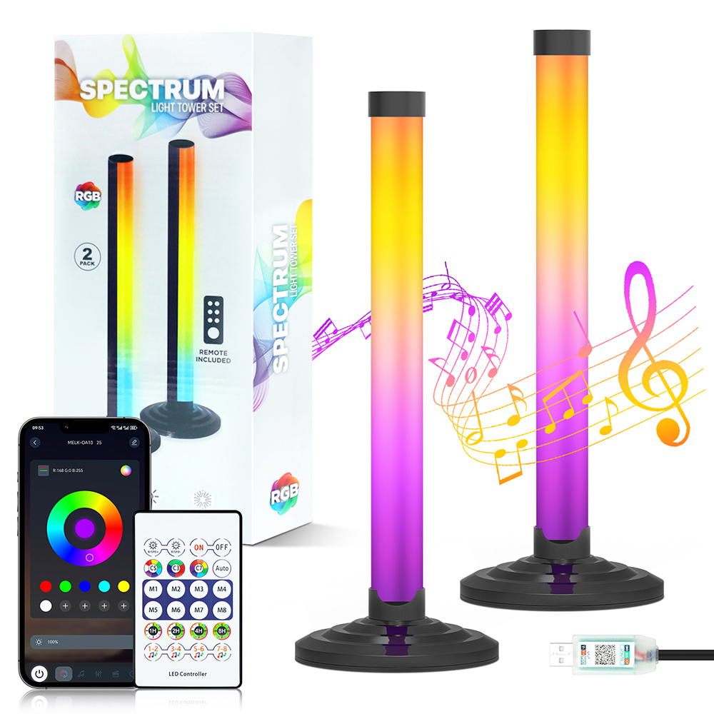 Home Cinema Rack - 5VスマートLEDコーナーフロアランプRGB音楽同期Bluetoothアプリリモコンタイマー付きホームシアターTVバックライト用ホーム照明