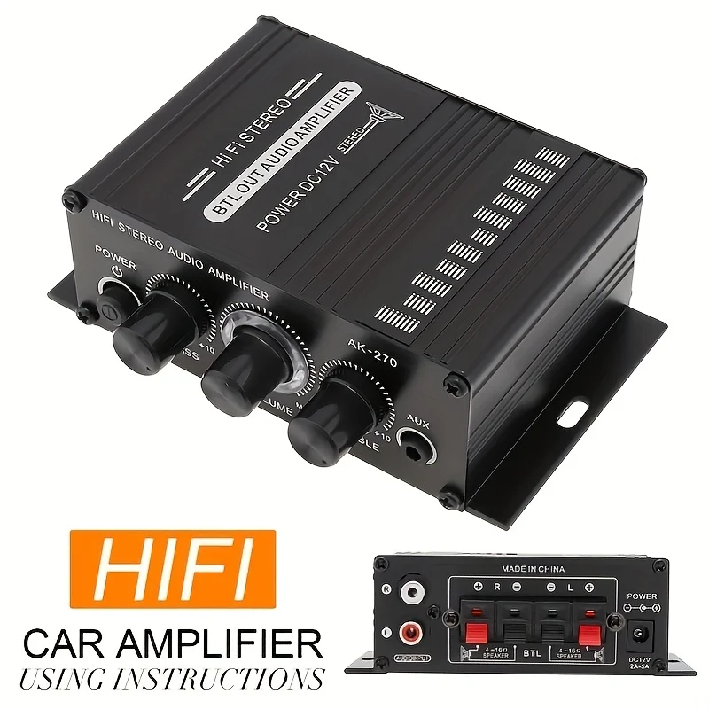 Home Cinema Mini - AK-270 400W ミニパワーアンプ 12V/24V 2.0 チャンネルステレオオーディオアンプ