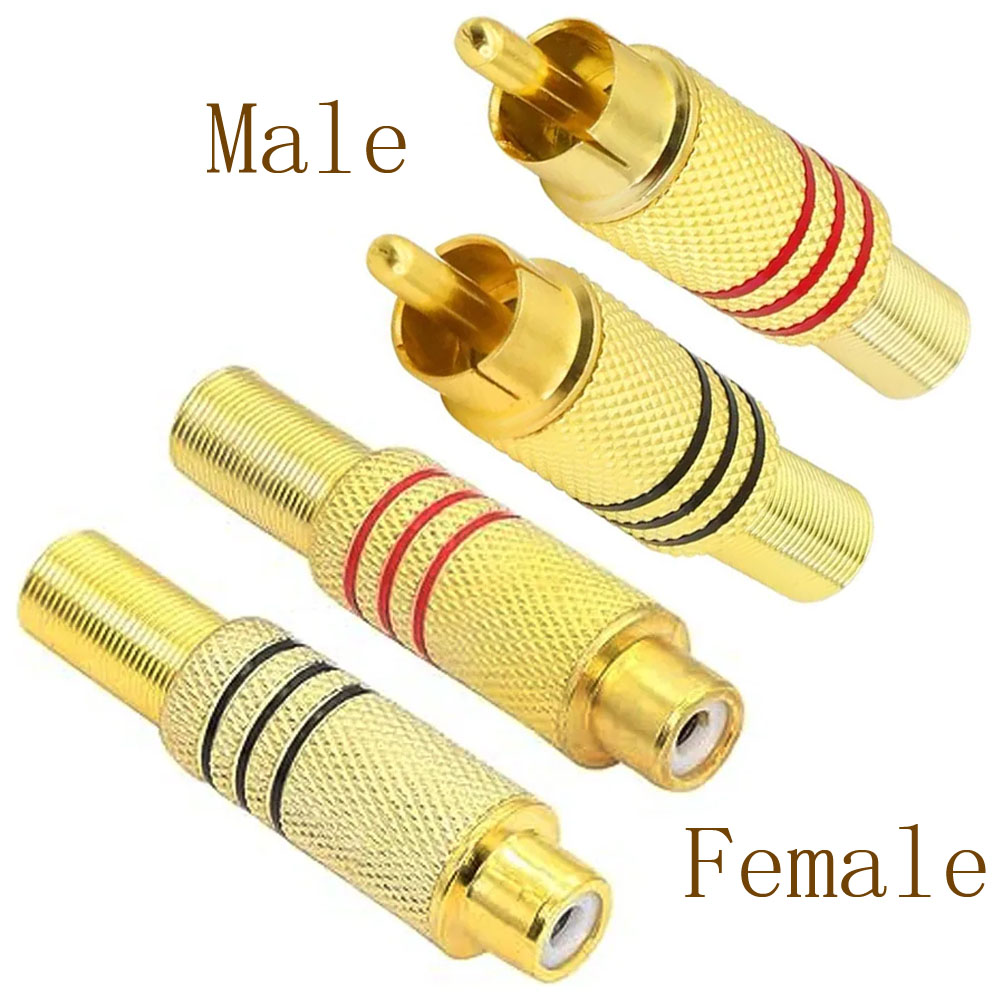 Home Cinema Equipment - 4 個 RCA プラグ金メッキはんだタイプオスメスオーディオビデオコネクタホームシアタースピーカーアンプシステム AV 端子用
