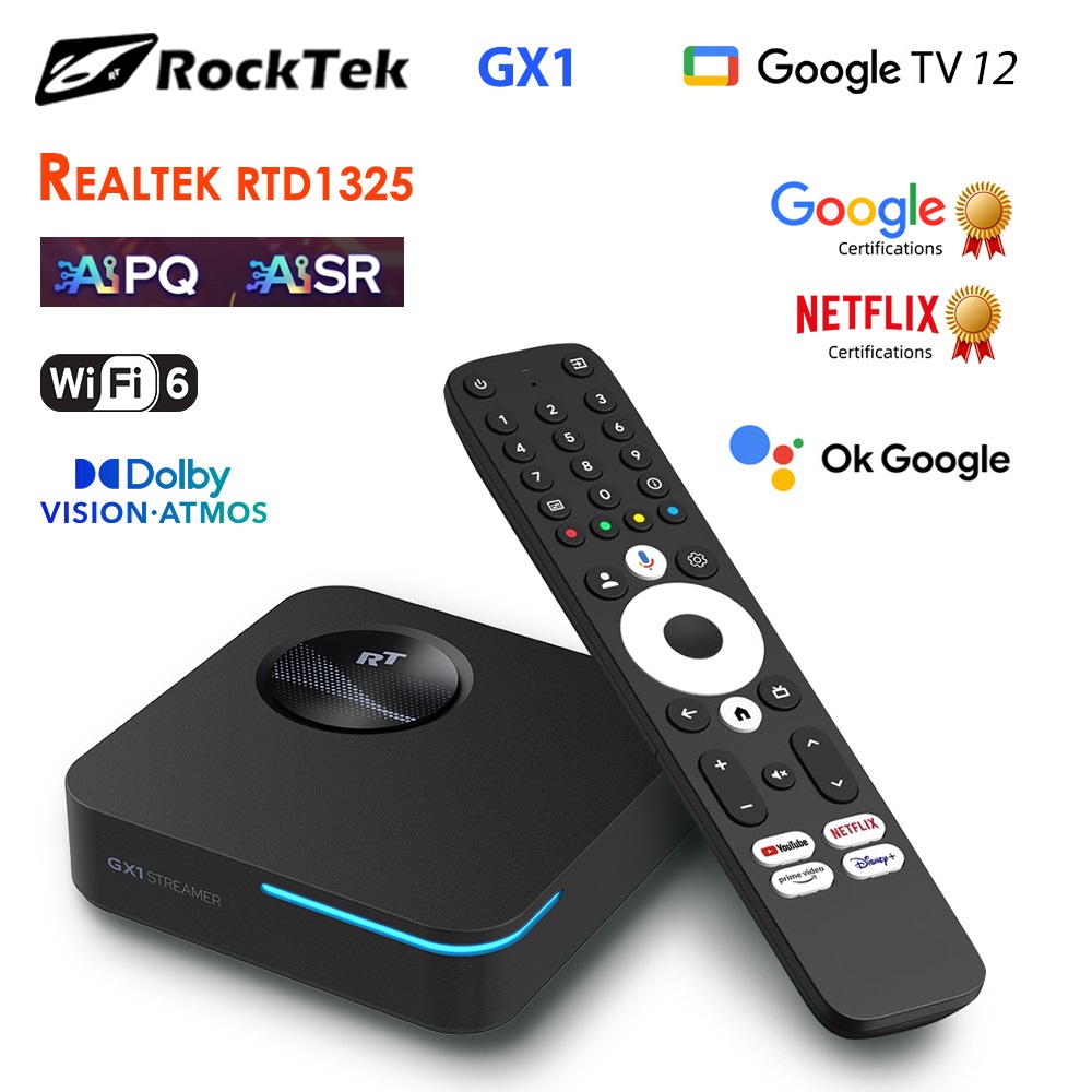 Home Cinema Dolby Atmos - RockTek GX1 UHD Google TV 14ボックス