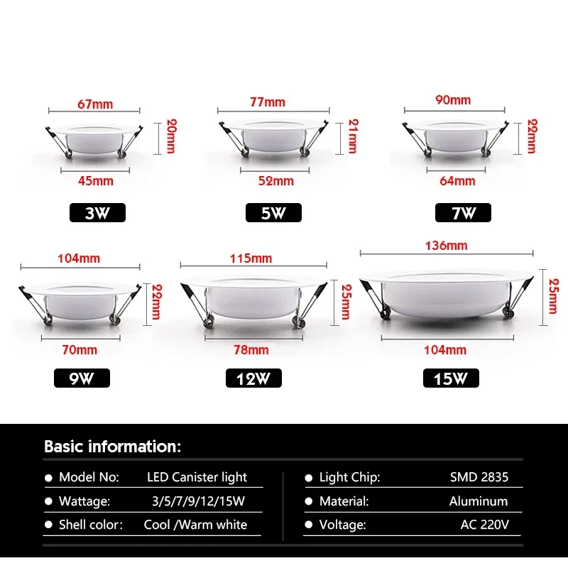 LED ダウンライト 3 ワット 5 ワット 7 ワット 9 - Home Cinema Led のレビューと価格
