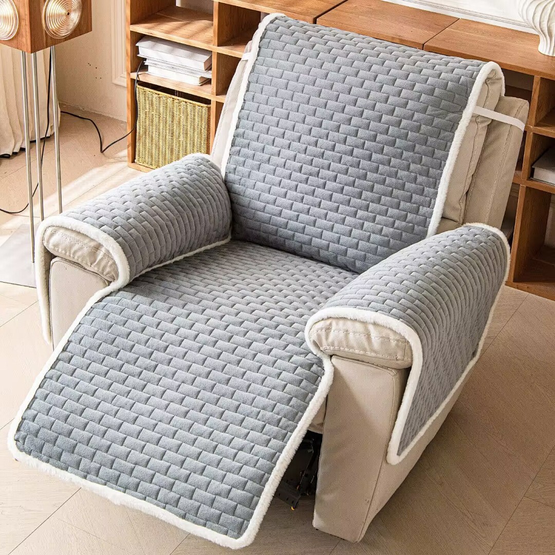 滑り止めソファクッションフランネルベルベットシートパッド無地 - Recliner Sofa Cover のレビューと価格