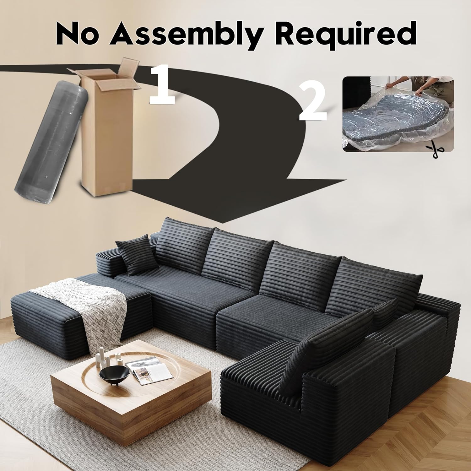 クラウドスタイルのセクショナルソファ、コーデュロイカバー、ふ - Recliner Sofa Cover のレビューと価格