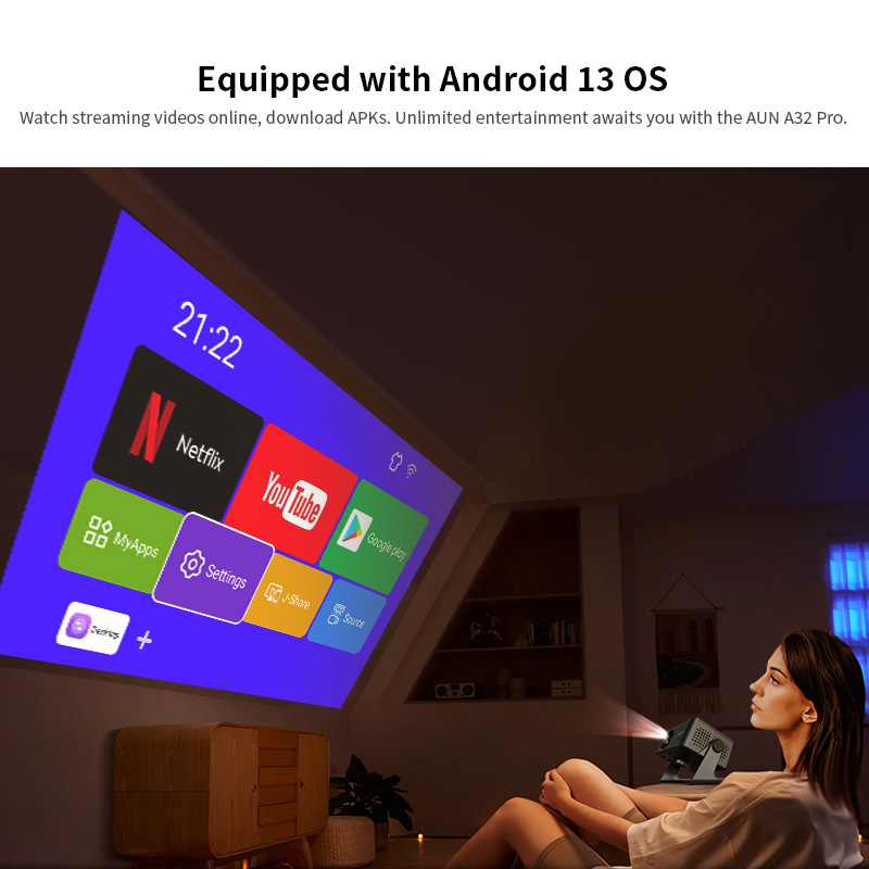 AUN A32 プロ Android 13 プロジェクターポ - Home Cinema Mini のレビューと価格