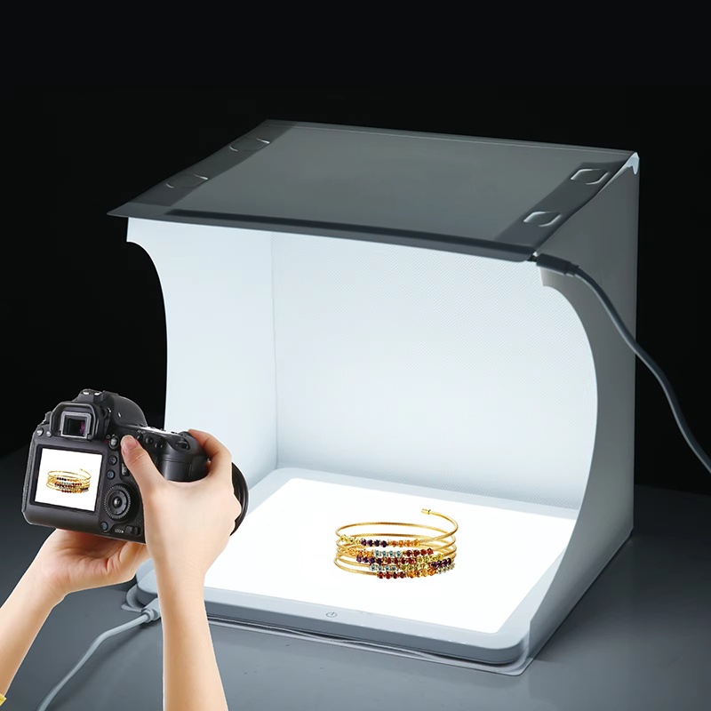 20cmポータブルフォトボックス写真撮影用折りたたみ式LED - Home Cinema Led のレビューと価格