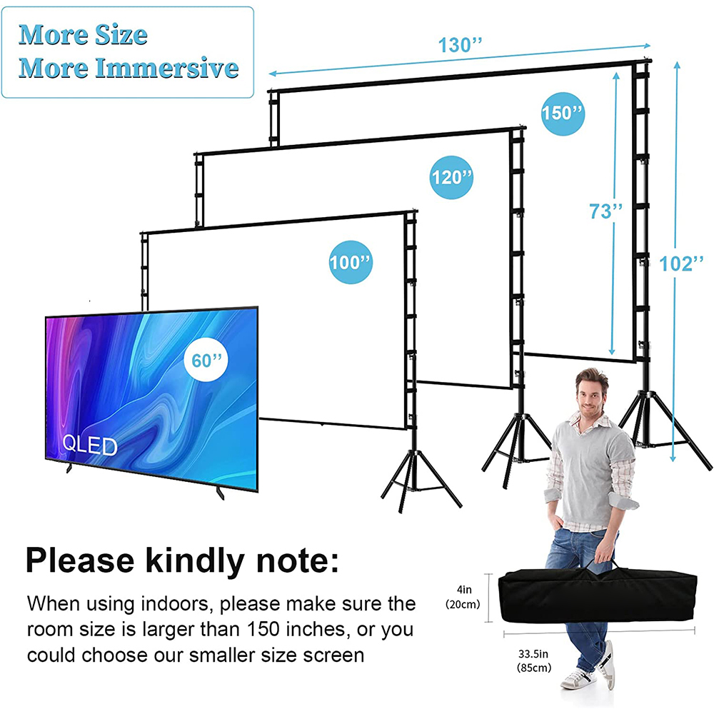 スタンド付きVidadz-プロジェクタースクリーン、白いしわ - Home Cinema Rack のレビューと価格
