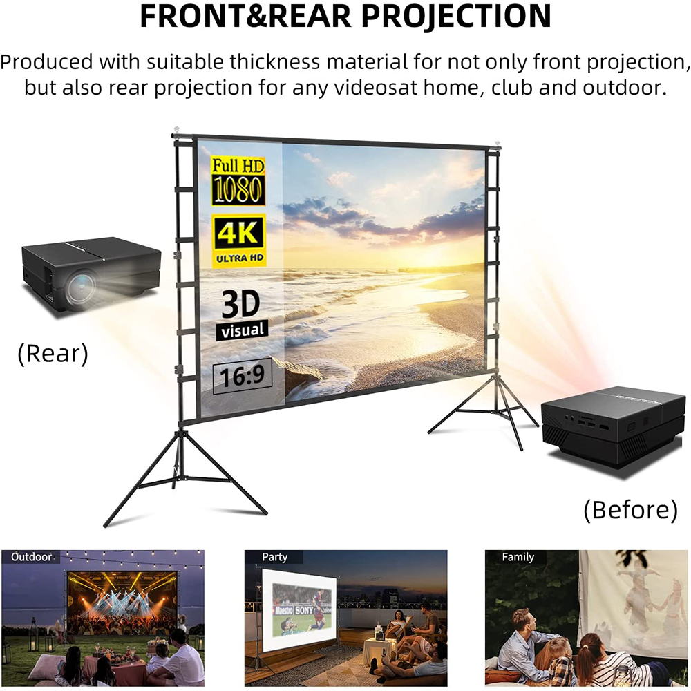 スタンド付きVidadz-プロジェクタースクリーン、白いしわ - Home Cinema Rack のレビューと価格