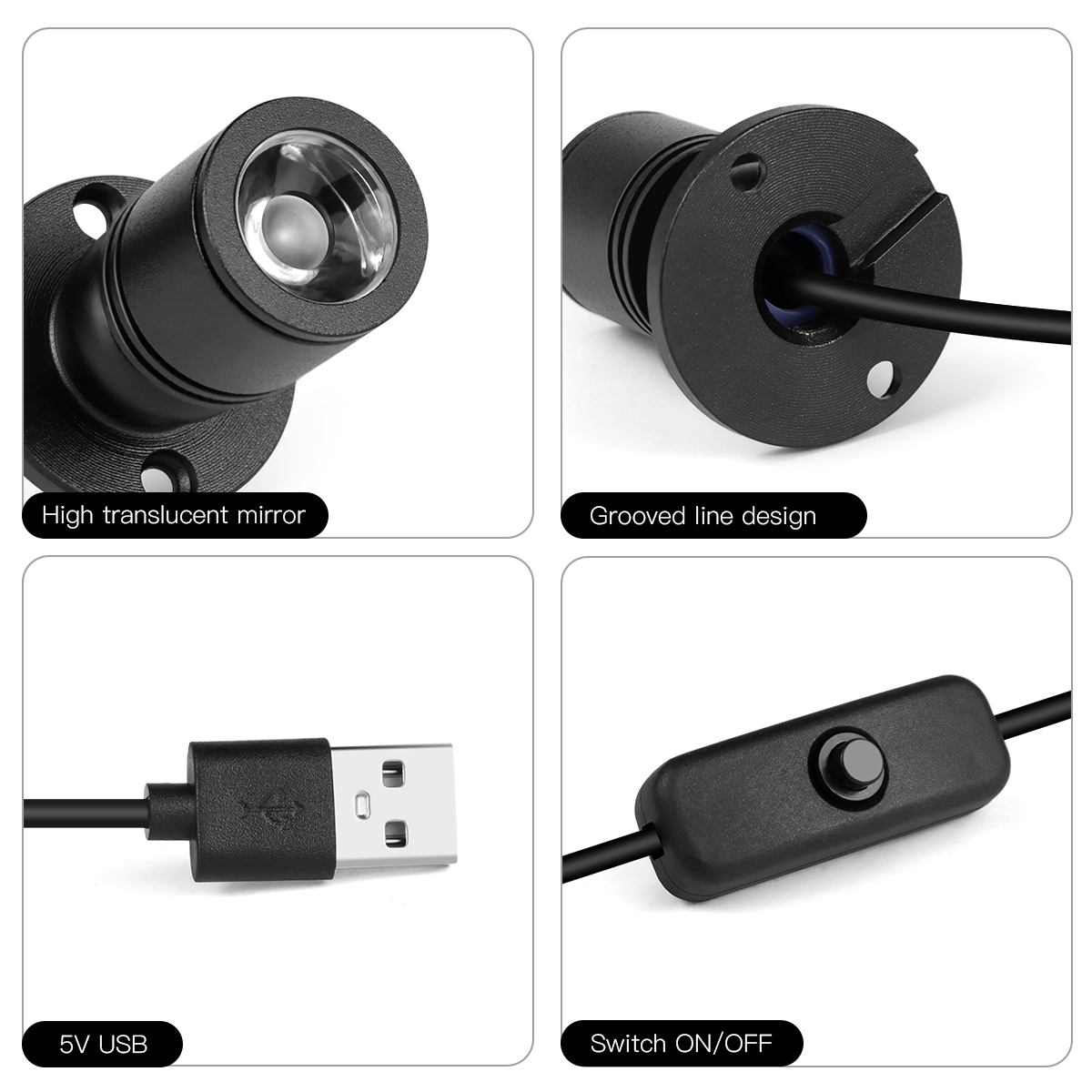 8色ミニスポットライト1W回転式シーリングランプ5V USB - Home Cinema Led のレビューと価格