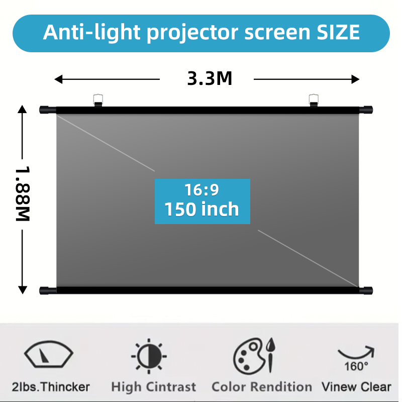 150 インチ 16:9 アンチライトプロジェクタースクリー - Home Cinema Rack のレビューと価格