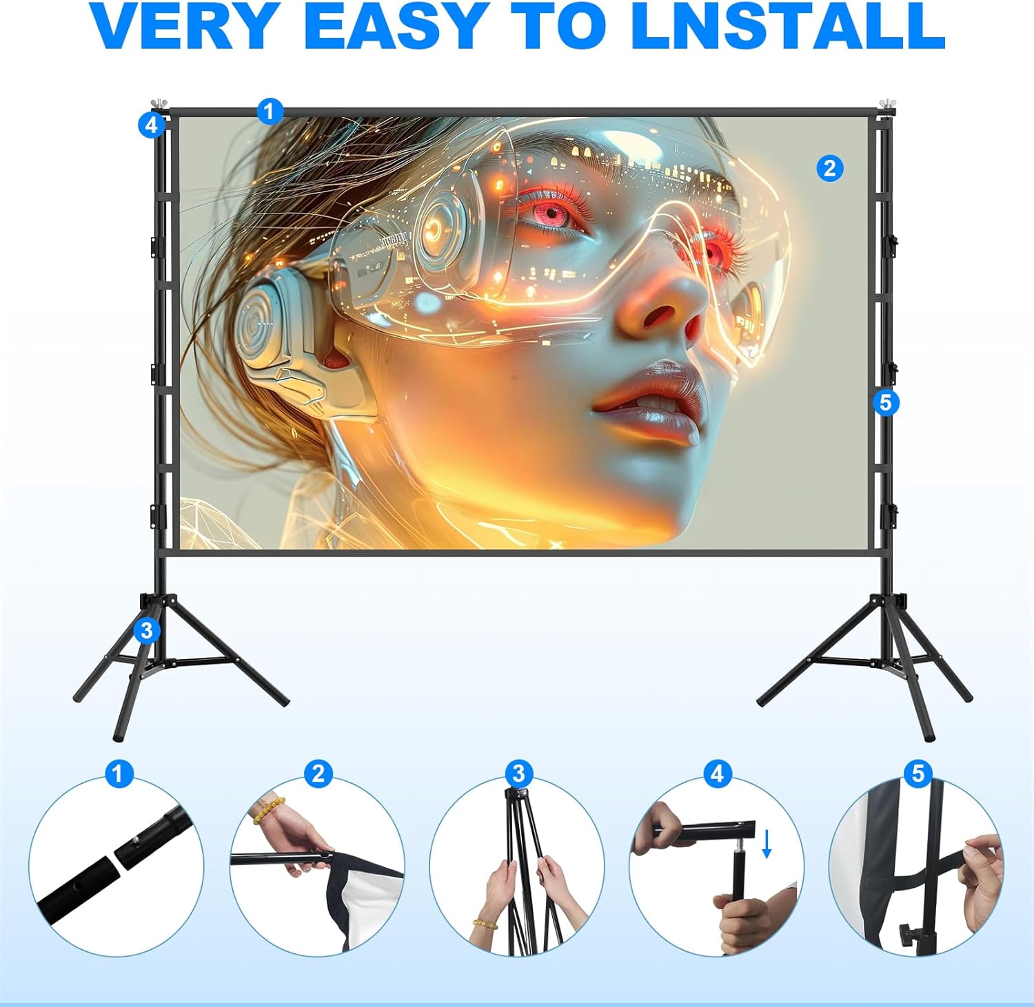 VEIDADZ 投影スクリーン スタンド付き、黒色背景、しわ - Home Cinema Rack のレビューと価格