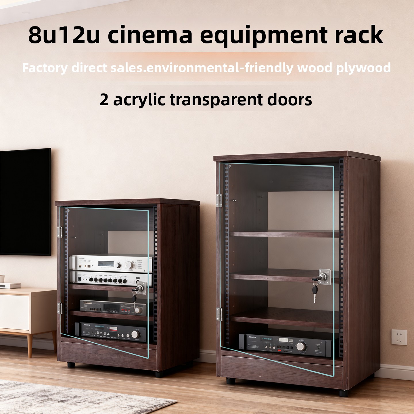 前面透明扉付き8U～16Uアンプキャビネット 家庭用 KTV - Home Cinema Rack のレビューと価格